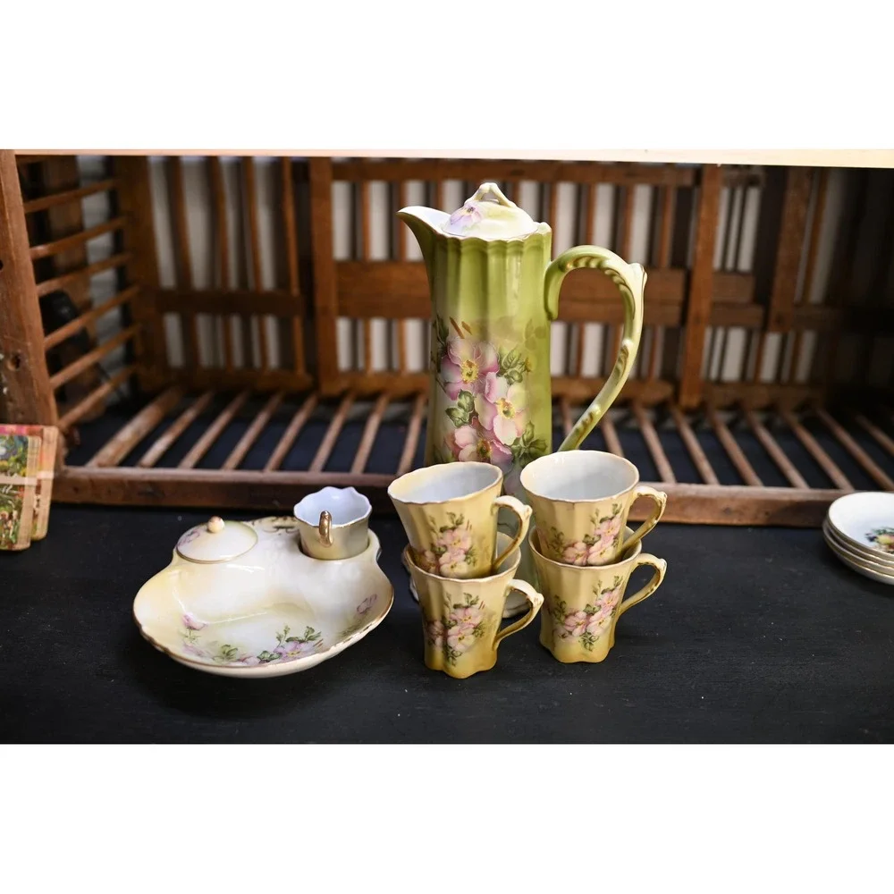Vintage Nippon Hand Painted Chocolate Pot Serving Set